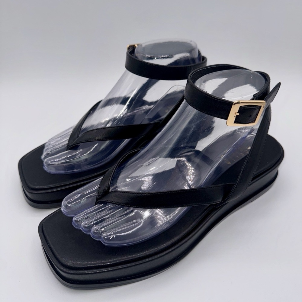 Cecelia New York Kara Sandals Women's‎ Size 8 Black Leather Square Toe
